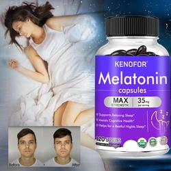 Kenofor Melatonina 35 mg Suplemento de máxima resistencia, suplemento para dormir para adultos 100% no tóxico, sueño profundo, alivio del estrés