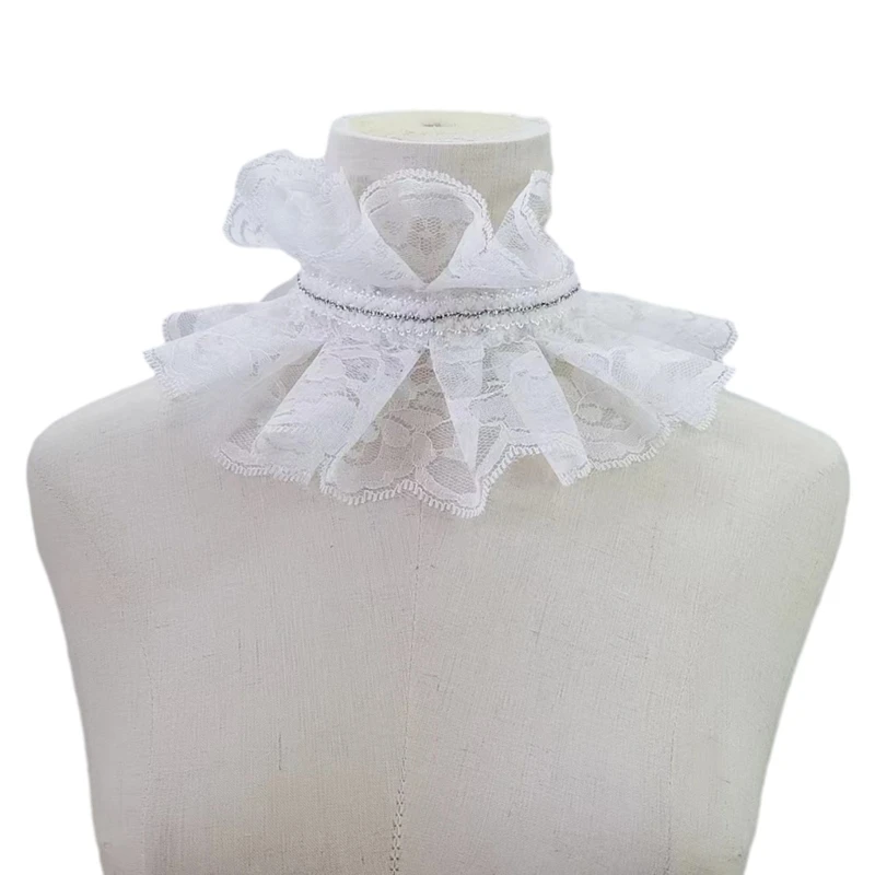 Victorian Collar Ruffled Court Collar Renaissance Sweet Lapel Collar for Shirt Blouse Decorative Spread False Collar