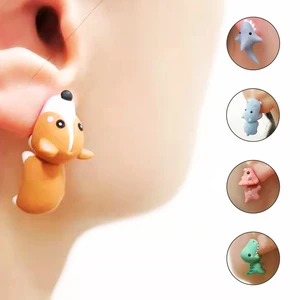 2pcs/1 PAIR ANIMAL DE ARTIVO PARA DE CAREATRO PARA MUJER Lindo Dinosaur Dina Pequeño Ballena Badre Bída Joyería de oído Fashion Fashion Fashion 8 mejores pendientes de dinosaurios de ventas - №6