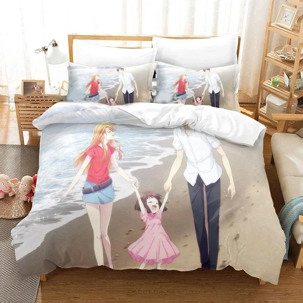 Anime Fruits Basket Bedding Set 3D Printed Suitable for Bedroom Duvet Cover Set With Pillowcases Kids Home Textile