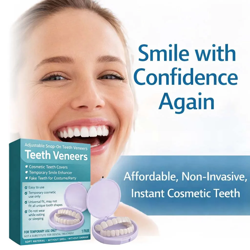 Kit de Carillas Temporales Ajustables, Cubiertas de Dientes Postizos para Dientes Faltantes, Sonrisa Perfecta, Comodidad Instantánea, 1 Par