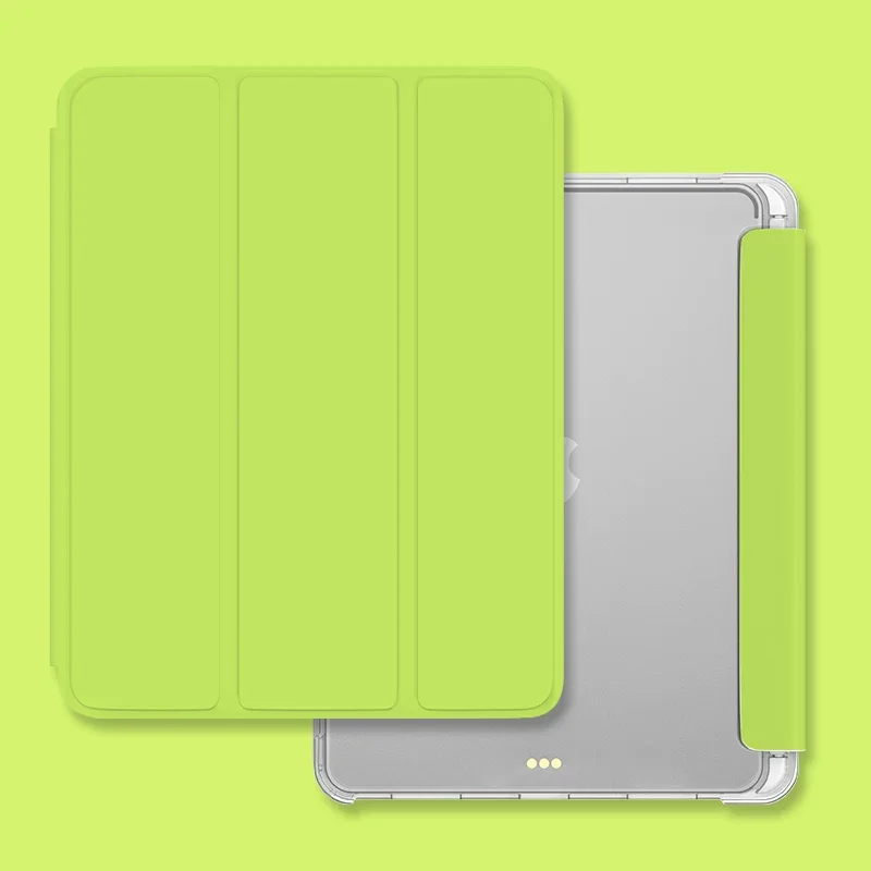Macaron Solid Color Minimalist For iPad Case iPad 10 9 8 7 Air 5 4 3 2 Pro 11 Mini Three Fold Adhesive High Transparency Cover