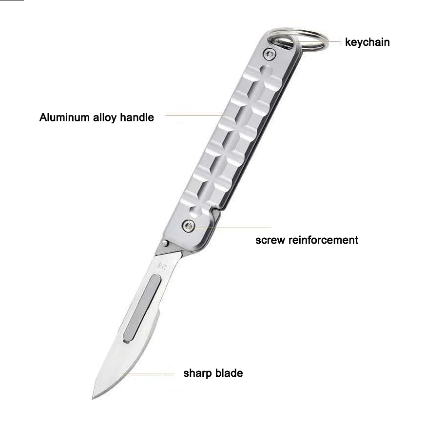 Aluminum alloy portable stainless steel folding knife keychain knife mini unpacking knife sharp fruit store outdoor knife