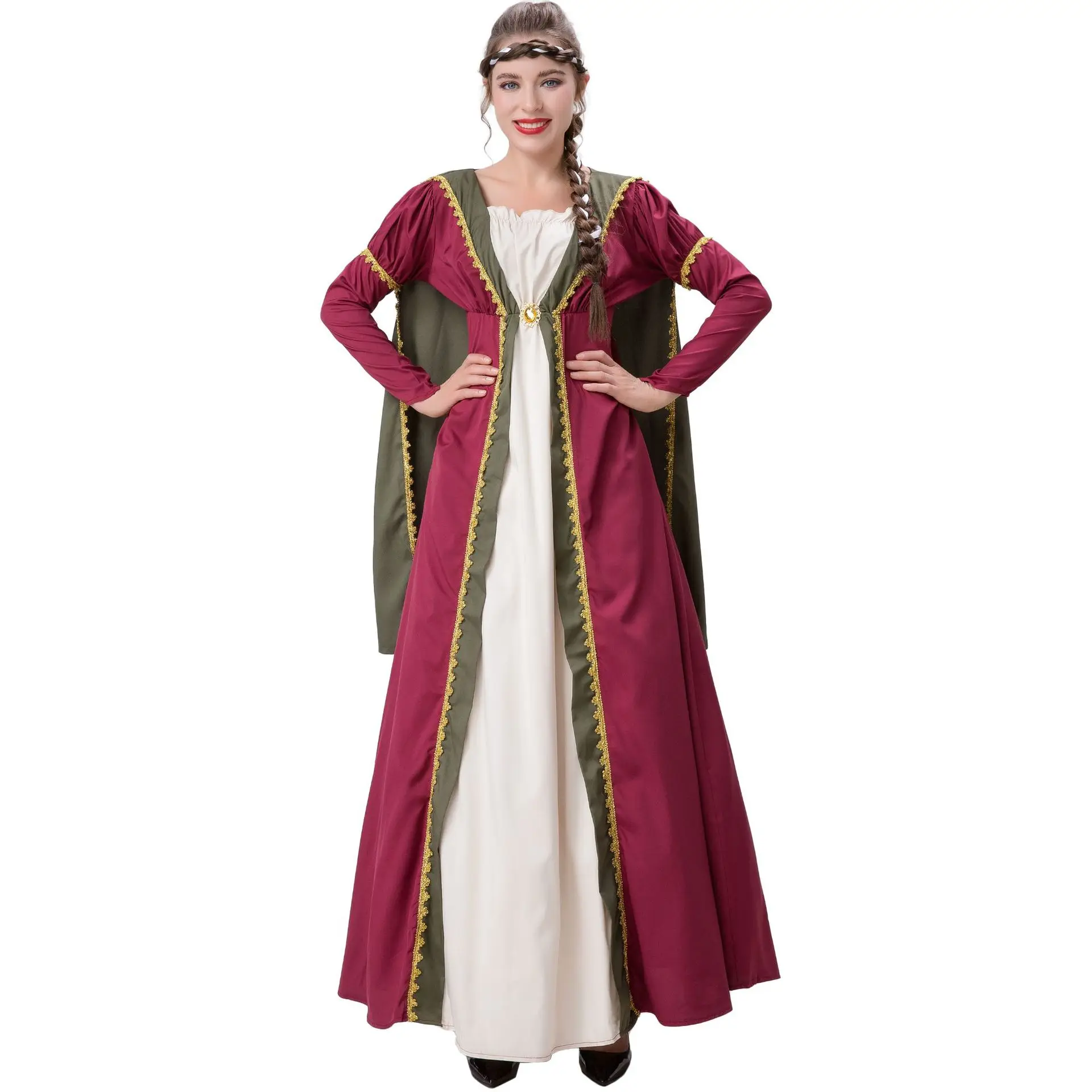 M-XL Medieval Court Queen Drama Costume, Role-Playing Cape Cloak ...