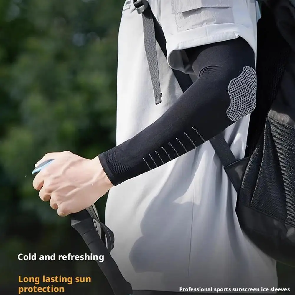 1Pair Summer UPF50+ Arm Sleeves Cool Feeling Breathable Ice Silk Cycling Sleeve Running Fishing Sunscreen Arm Support Unisex New
