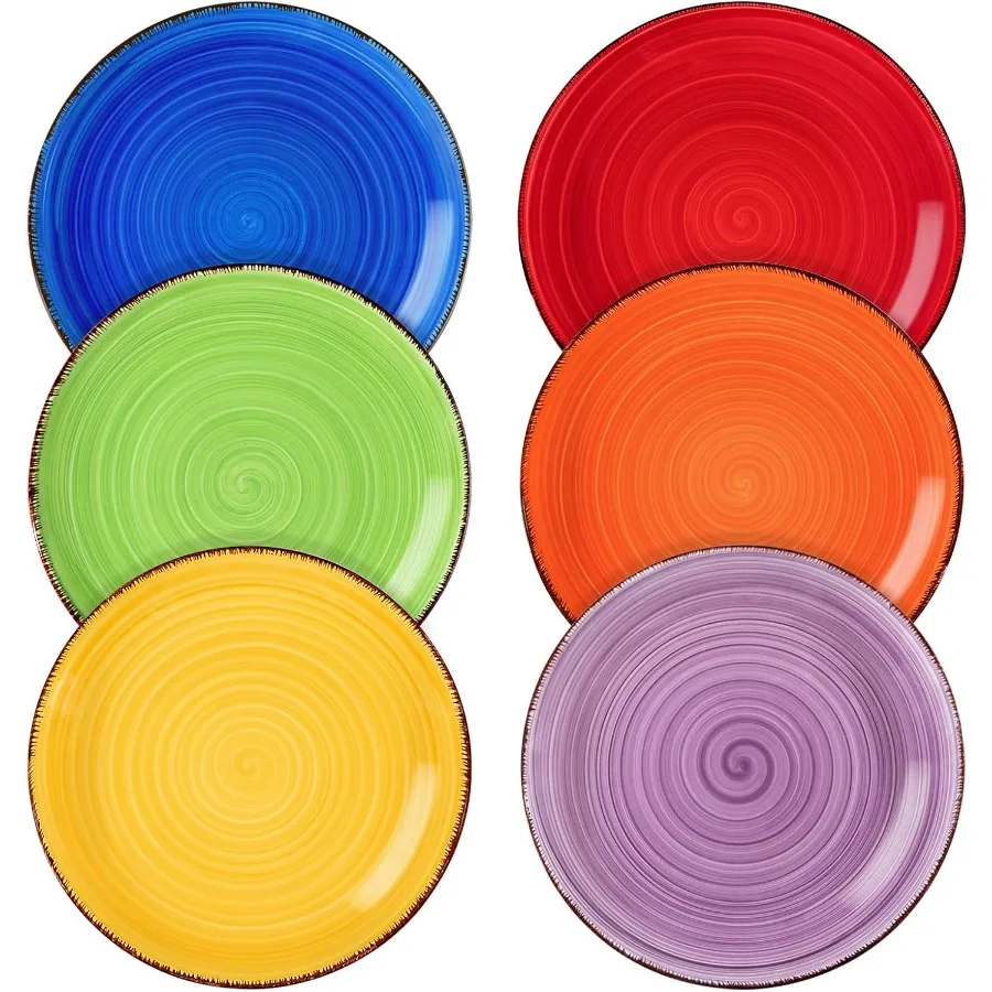 

Multicolor Ceramic Salad Plate Set of 6 7.5 Inch Dessert Plates for Everyday Dining and Special Occasions Dishwasher and Microw