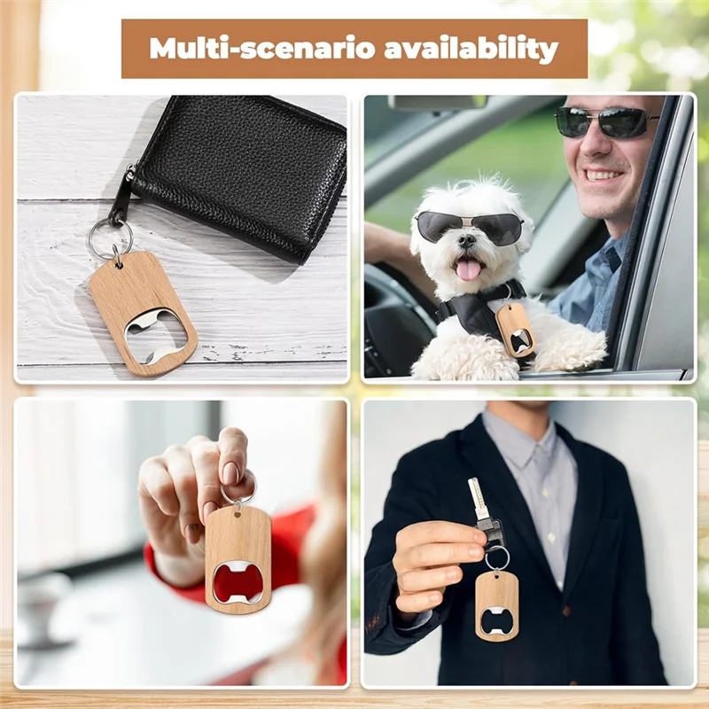 

ABKJ-50 Pcs Wood Bottle Opener Wooden Keychain Bottle Opener Blanks Unfinished Keychain Wood Engraving Bulk For Wedding