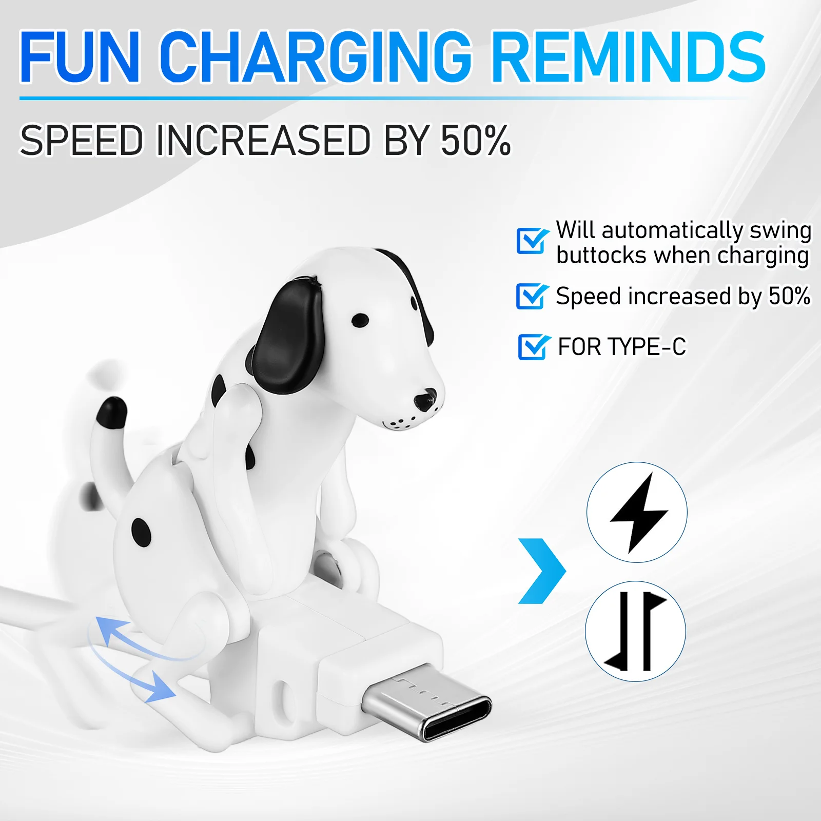 Charging Cables Funny Humping Dog Type-c Charging Adapter Phone Charging Line dog shaped Data Cable Durable Decompression puppy