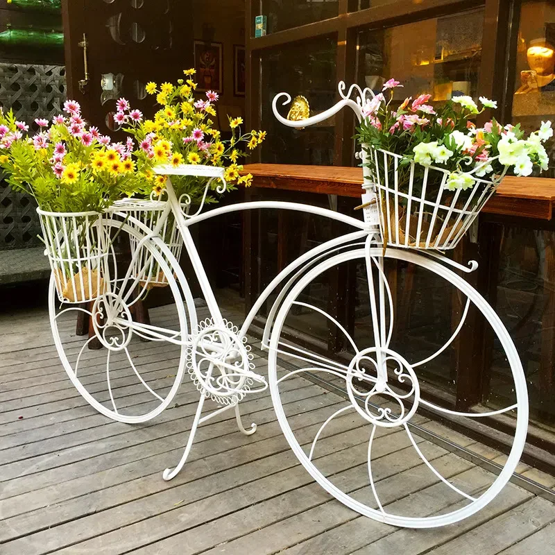Wrought iron bicycle wedding decoration ornament wedding arrangement float window photography props outdoor gardening flower