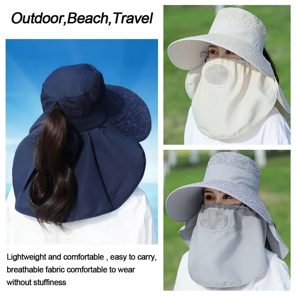 Summer Outdoor Fishing Hunting Hiking Hat Face And Neck UV Protection Protective Cover Ear Flap Women Hat