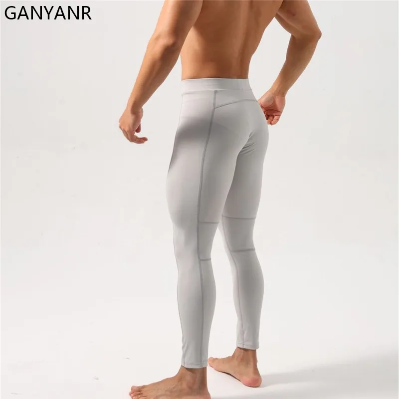 GANYANR Running Tights Men Fitness Training Track Suit Compression Cargo pants Football basketball Soccer gym Leggings Sports