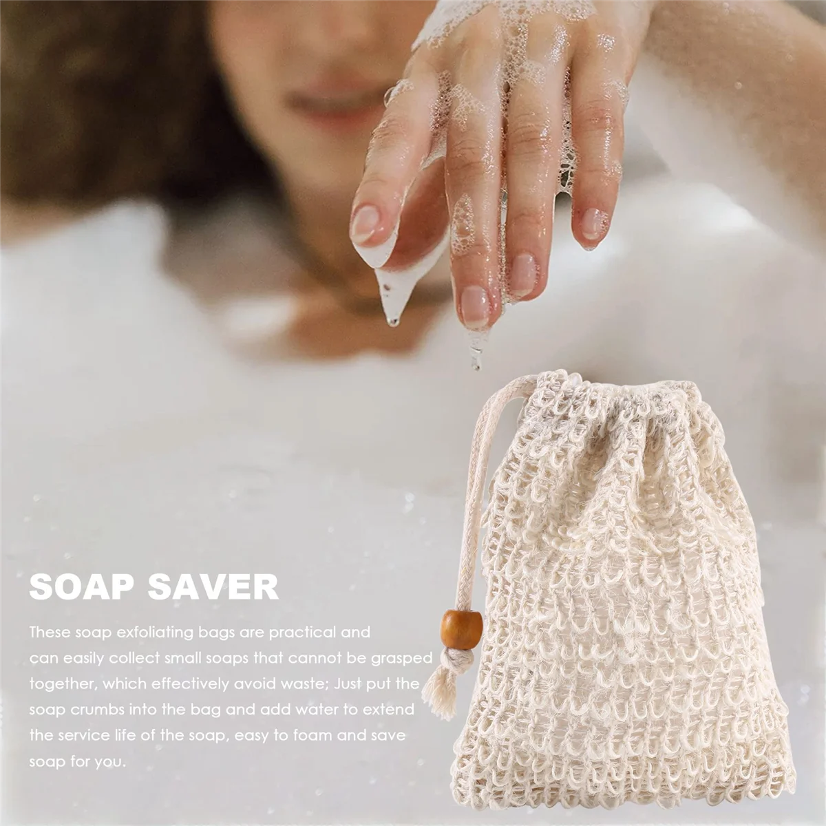 BVBV 40 Pack Soap Exfoliating Bags,Soap Saver Made Sisal Mesh Soap Bag Bar Soap Bag with Drawstring for Bath & Shower Use