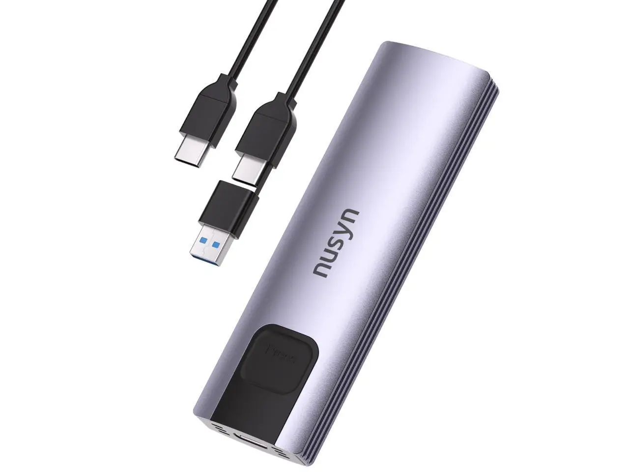 Nusyn NSE20 10Gbps M.2 NVMe/SATA SSD Enclosure,USB-C External Hard Drive Case, Tool-Free Installation, Plug & Play, Aluminum Housing, Compatible with Windows, Mac, Linux, iOS & Android (NSE20GRK)