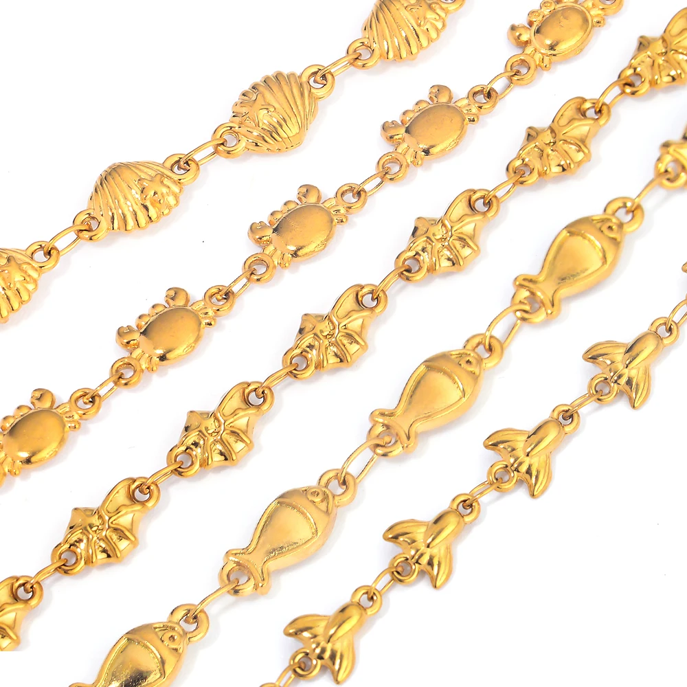 

Hip Hop Stainless Steel Ocean Series Shell Crab Conch Chain DIY Jewelry Accessories Wholesale