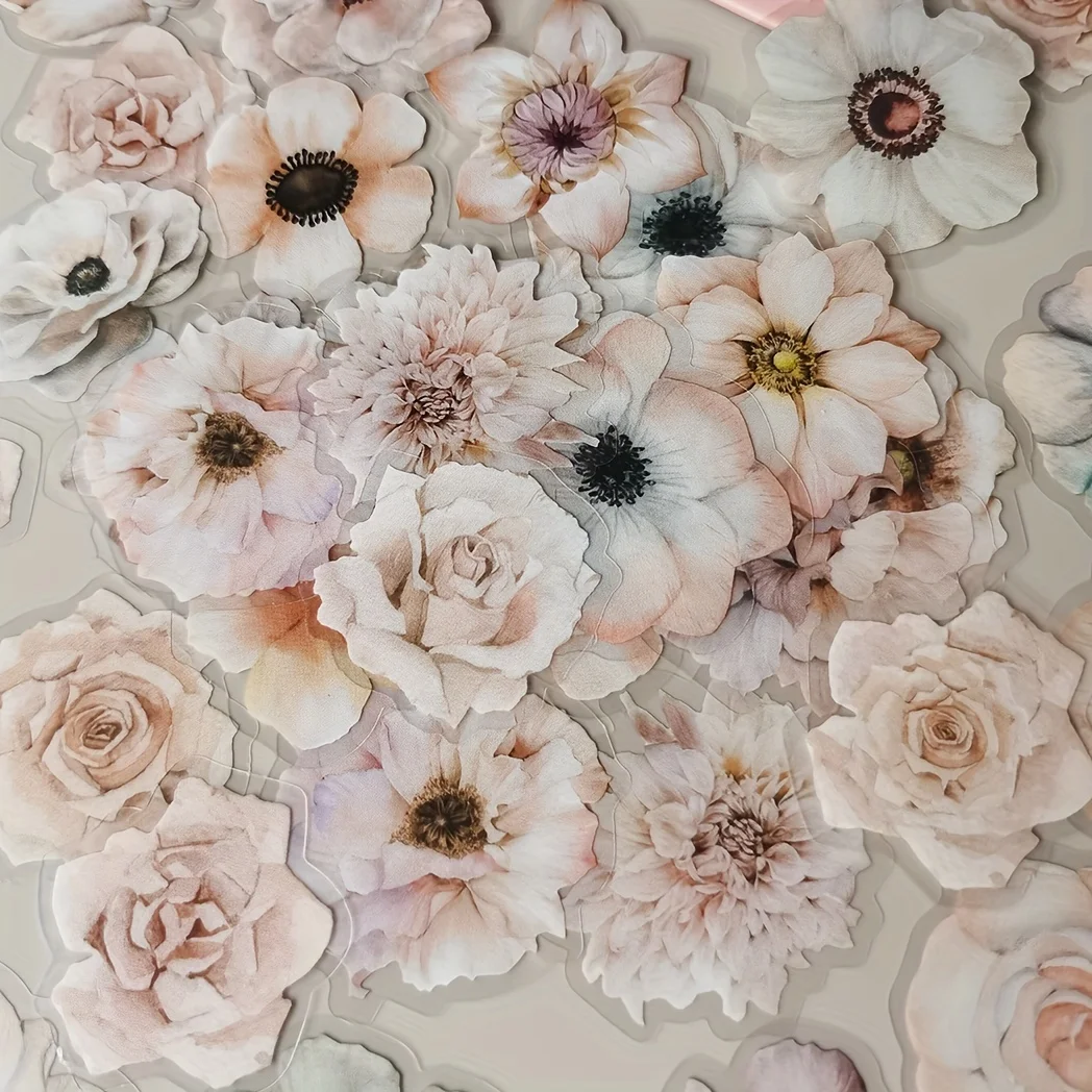 50pcs/pack Vintage Watercolor Flower Plant Stickers DIY Diary Decorative Scrapbook Album Crafts label Stickers