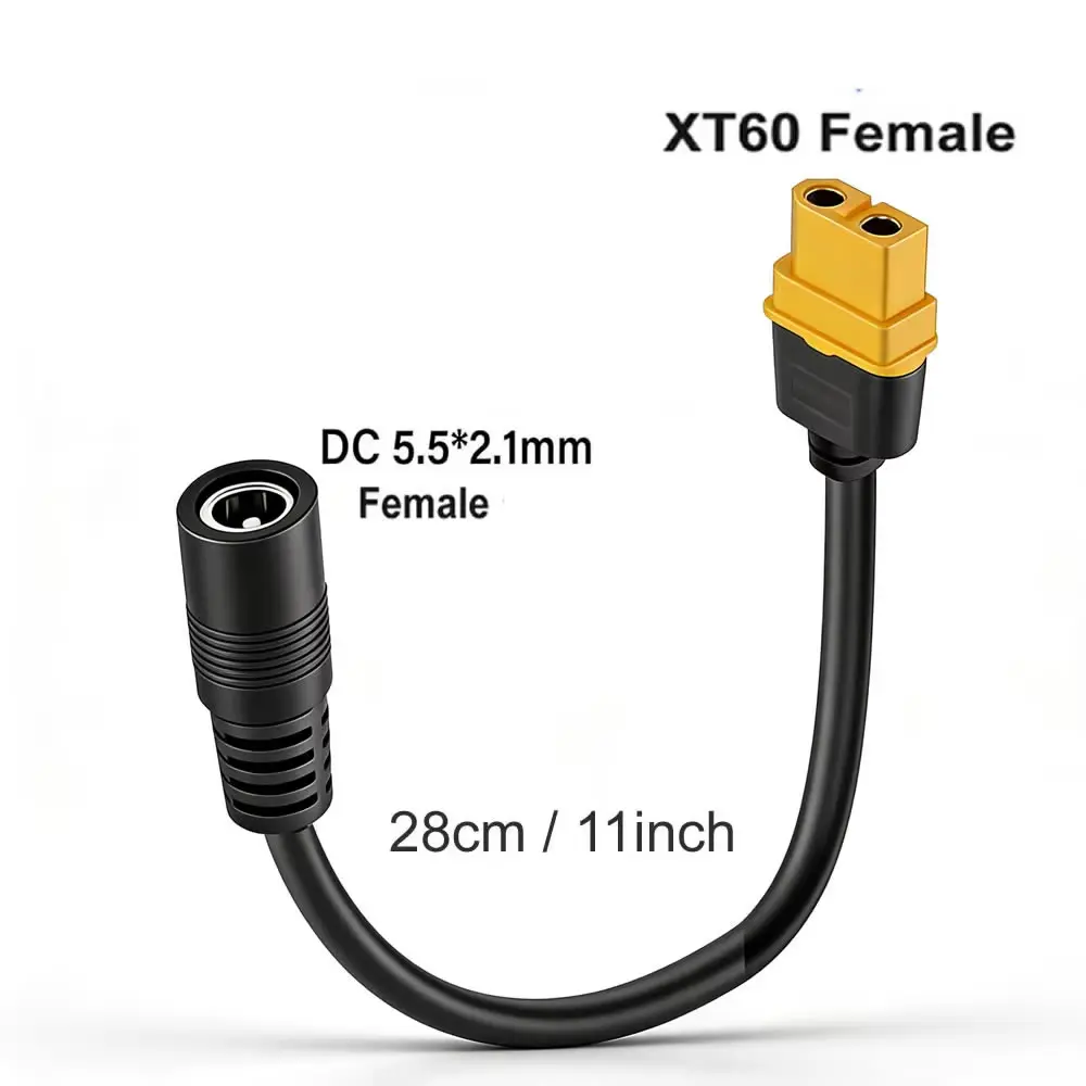 3-in-1 XT60 zu Zwei DC5521 Anschluss Konvertierungskabel, Männlich-Weiblich XT60 Verlängerungsadapterkabel Ladekonvertierungsstecker Stromkabel