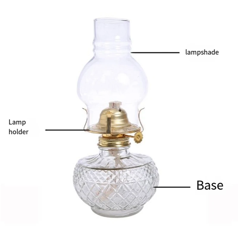 Brûleur de lampe à huile pour lampes, remplacement de lampe à huile, pièces de lampes à huile avec collier de réduction et mèche de lampe en coton, 2 pièces