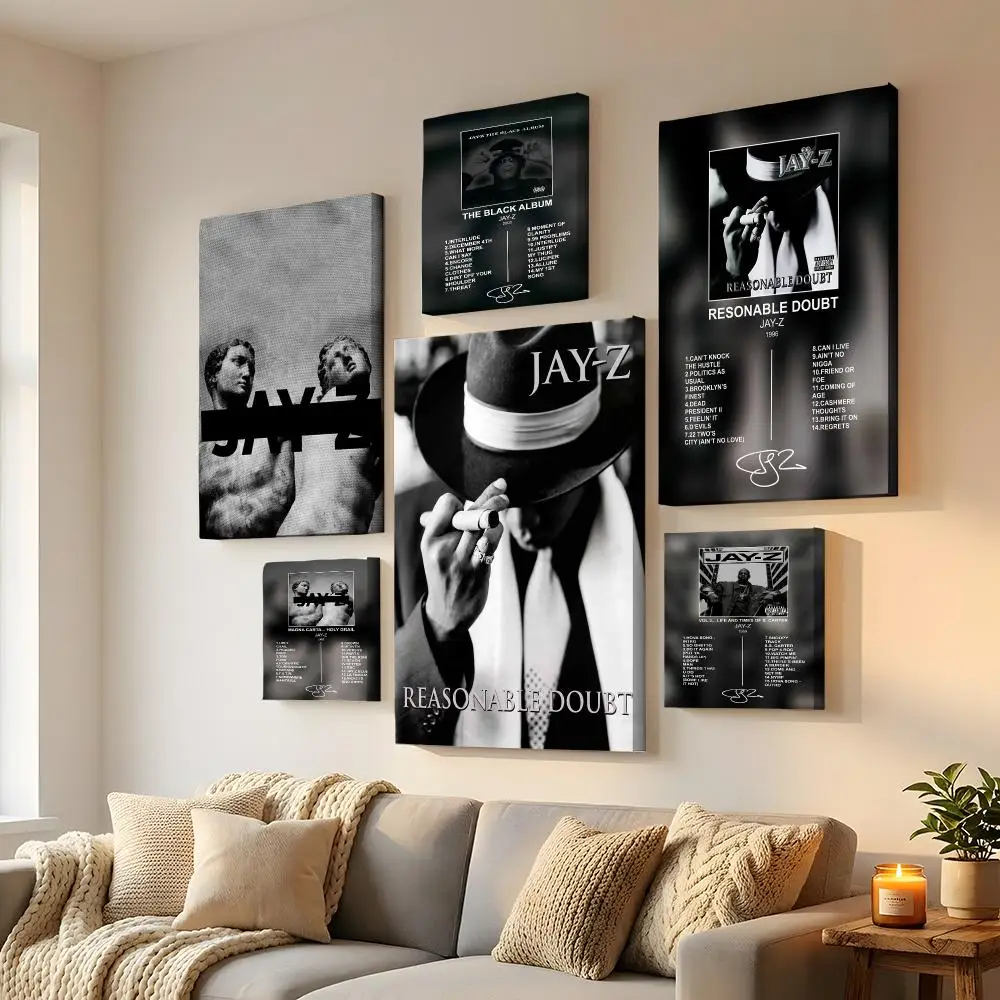 Singer J-Jay Z Reasonable Doubt Framed Wall Painting HD Canvas Wall Art | Optional Framed/Unframed | Modern Entryway Home Decor