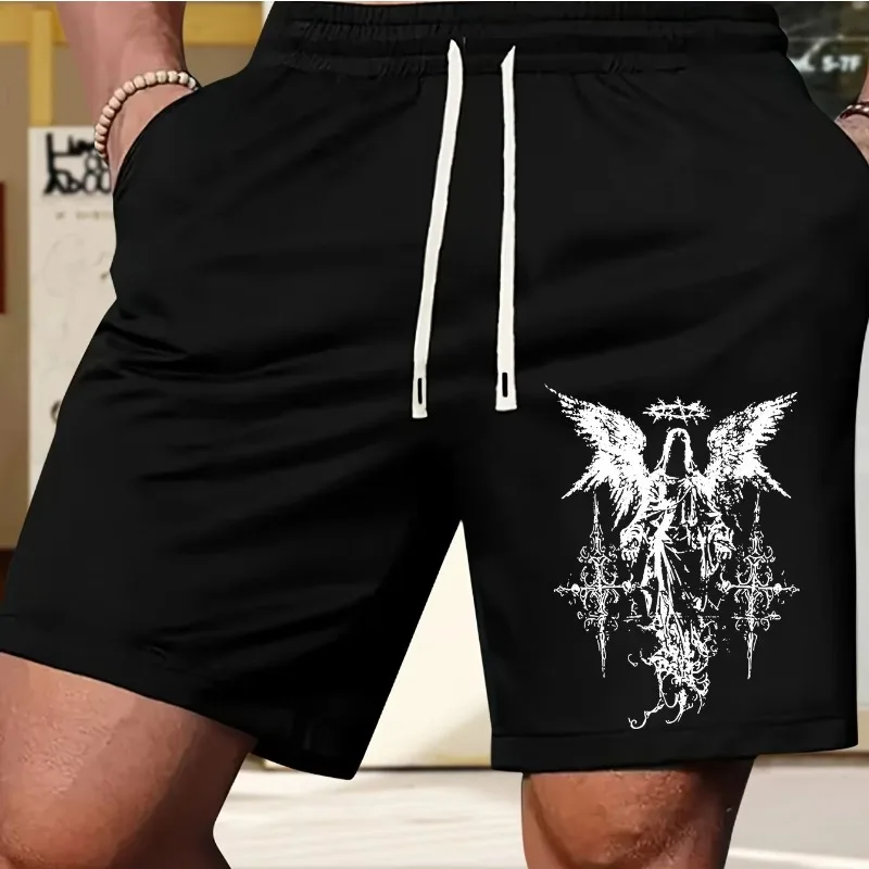 

Sports running pants, outdoor fitness beach shorts, summer men's Gothic casual loose shorts
