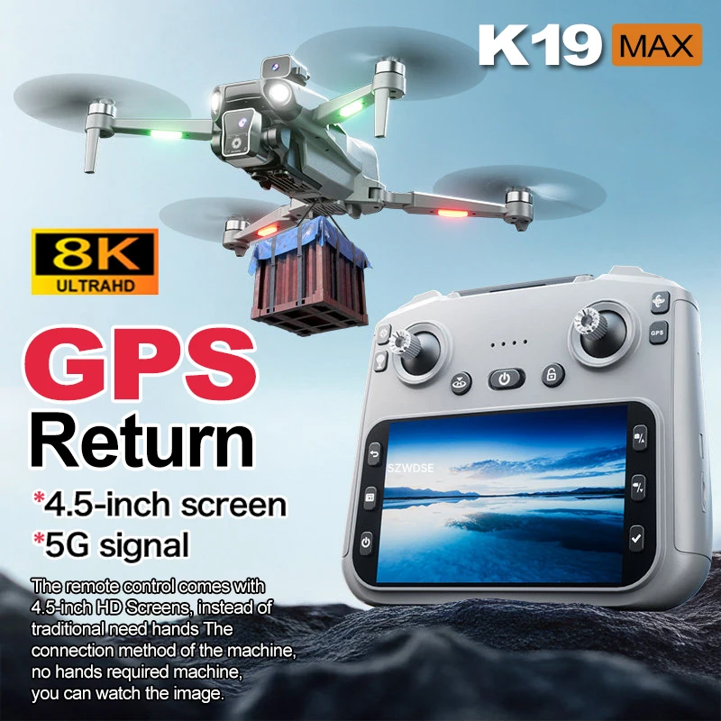 2026 K19 MAX GPS Drone Fishing Air Drop Automatic Turnaround 5G Screen Obstacle Avoidance Drone Professional Camera FPV Dron