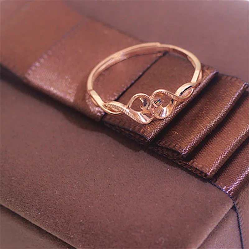 Classic design 585 purple gold heart rings for women exquisite small plated 14K rose gold new in party jewelry adjustable view 4
