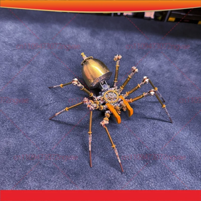 Steampunk Mechanical Fanged Spider Gold DIY Building Blocks Educational Assembly Model Desktop Ornament