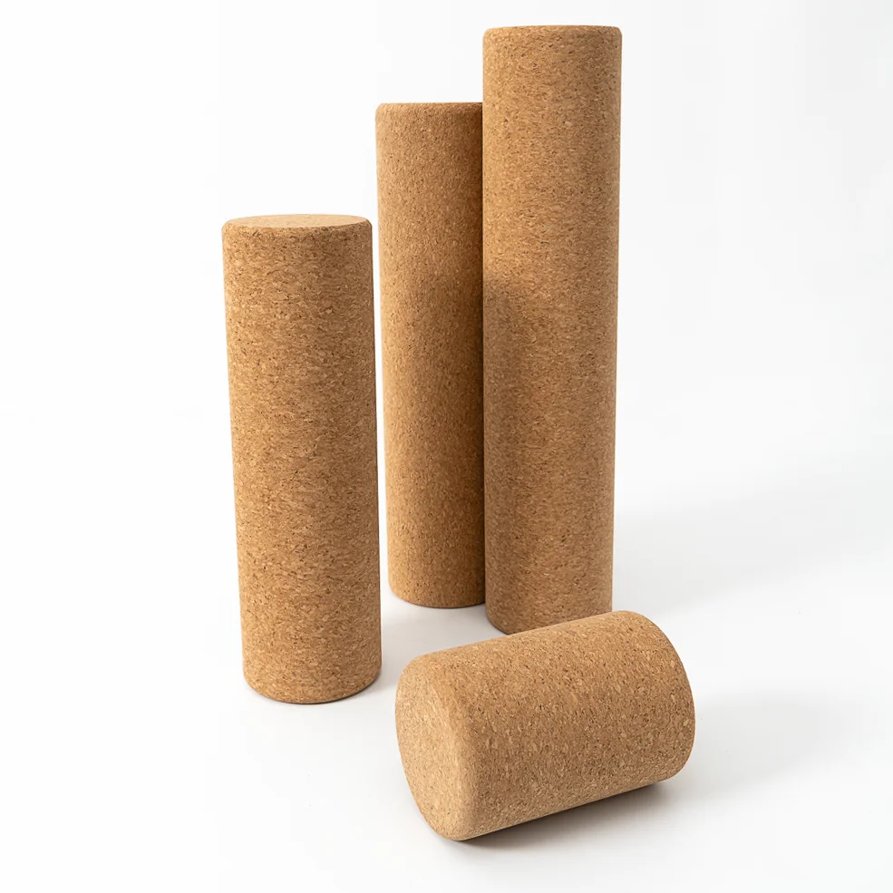 Custom Logo Size Eco friendly Muscle Back Pain Soft Foam roller 45cm Yoga Release Premium natural Cork Yoga Roller