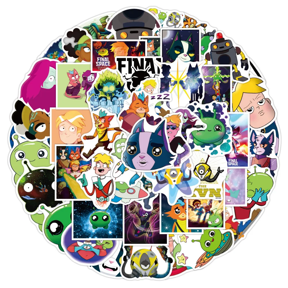 Pegatina de dibujos animados de final del espacio, calcomanía bonita de 50 piezas, juguete DIY para equipaje, portátil, Ipad, casco de monopatín