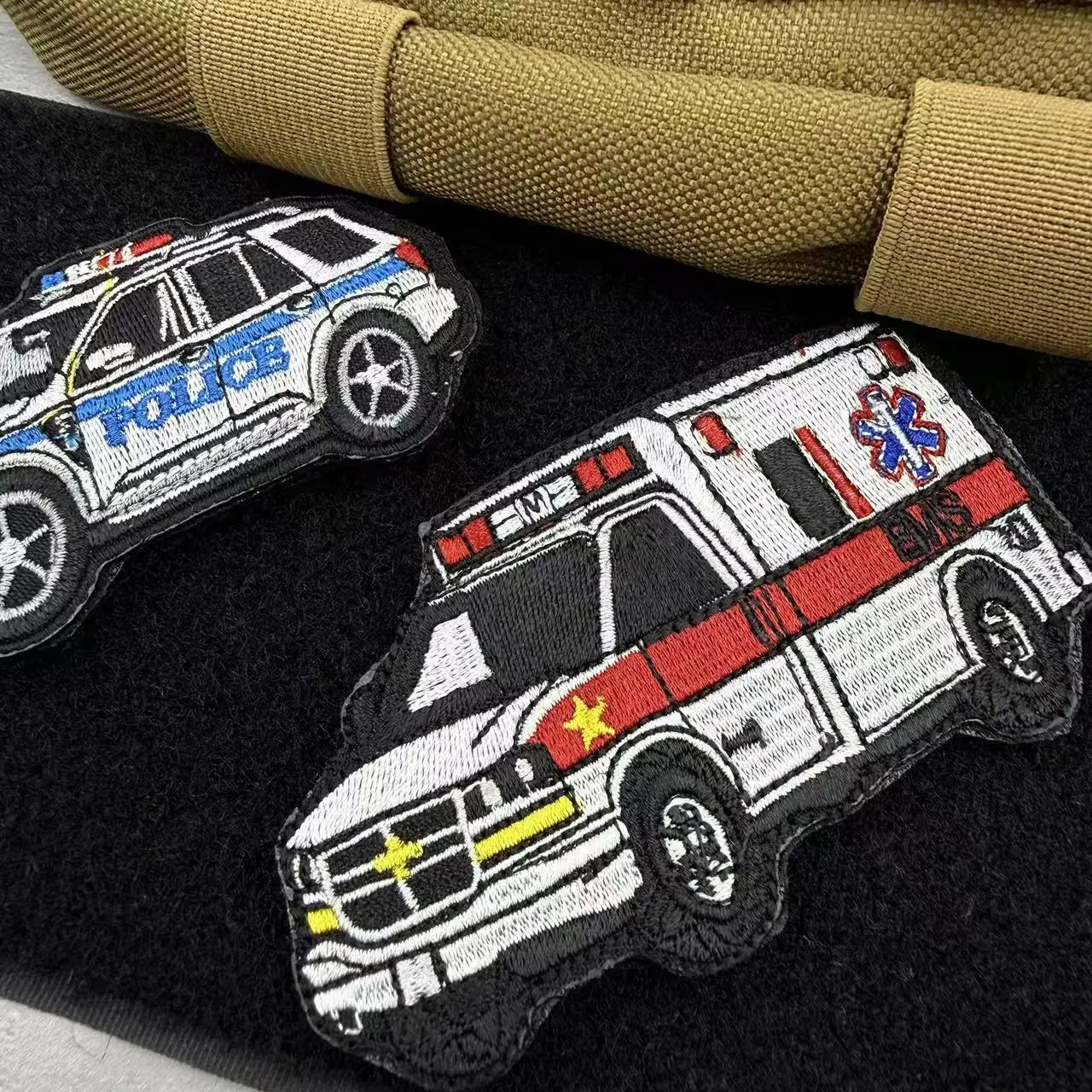 Embroidered Magic Tape Fire Truck Hook And Loop Emblem Patch Backpack Accessory Car Model Sticker Cross-Border Supply