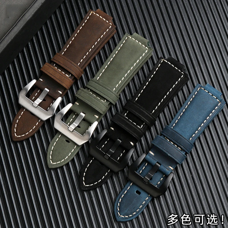 Vintage Frosted Leather Watchband for Casio G-SHOCK GST-B400 GST-B200 Series Crazy Horse Skin Retro Watch Bracelet 24*16mm Strap