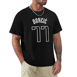 Doncic 77-camiseta negra de secado rápido para hombre, camisa de gran tamaño para niño, camisetas gráficas