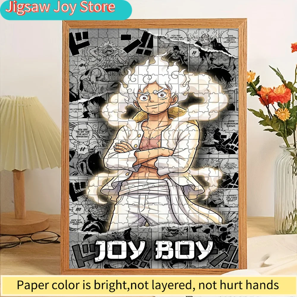 

One Piece Monkey D. Luffy Gear 5 Sun God Nika Joy Boy Manga Collage Background Art Paper Jigsaw Puzzle, Anime Divine Form Pirate