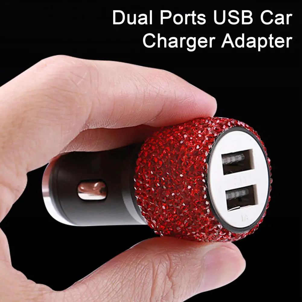 Exquisite Car Charger Sparkling Rhinestones Fast Charging 4.8V 2.4V Universal Dual USB Car Charger Socket Vehicle Supplies