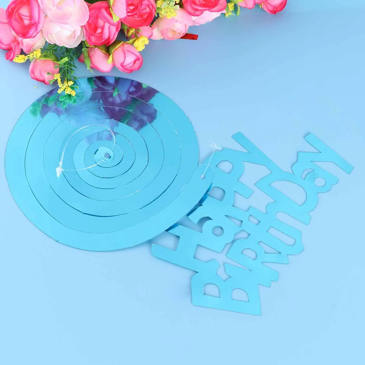 

6Pcs Birthday Hanging Decorations Sky Blue Moon Star Letters Easy Connect Pendants Birthday Swirl Hanging