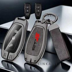 Car Key Pack for Ford ST Line Fiesta Focus Mondeo Ecosport Kuga Puma Edge Escape Metallic Leather Car Key Fob Case Accessories