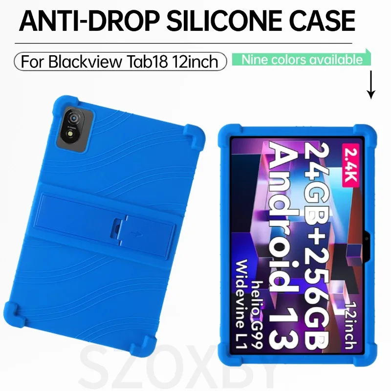 

For Blackview Tab18 12inch Tablet Case Shockproof Airbags Soft Silicone Ajustable Stand Soft Silicon Stand Protective Shell