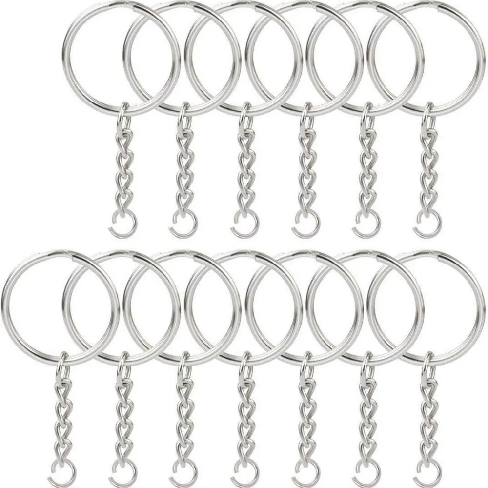 10/20/100Pcs Metal Blank Keyring Keychain With Split Jump Ring Connector DIY Women Men Jewelry Making Supplies Craft Accessories