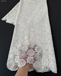 Fashionable Skin Friendly Guipure Lace Fine Cotton Textured African Cord Lace Cupion Fabric 5 Yards Occasional Couple Wear