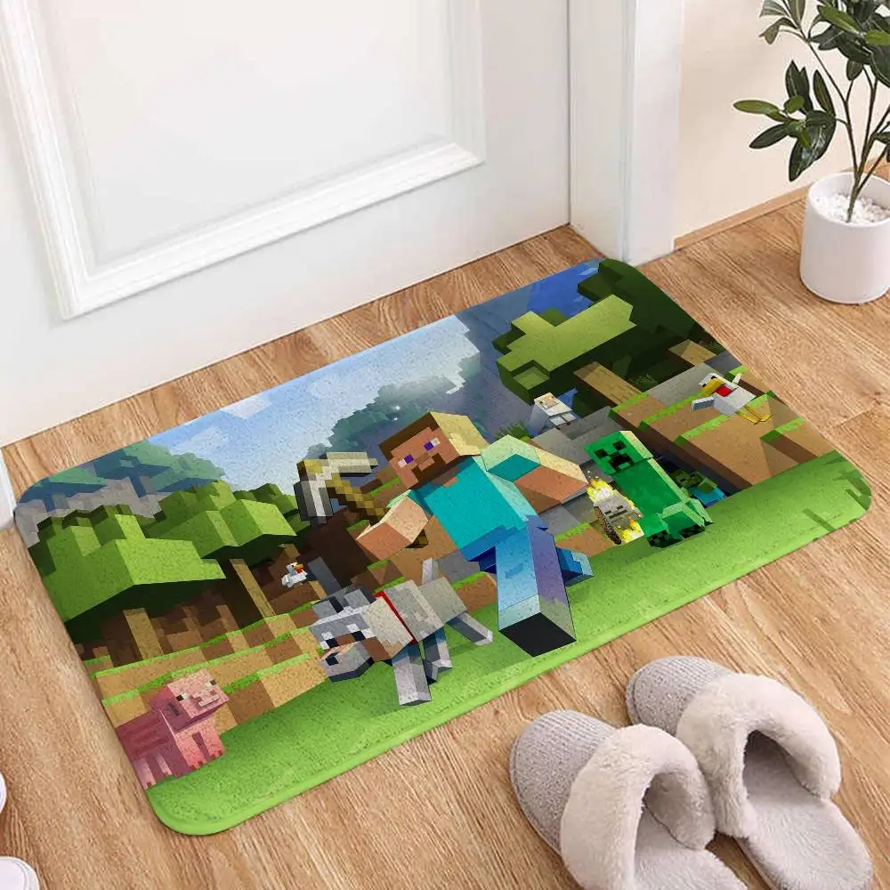 3D M-MINE Sandbox Floor Mat Printed Flannel , Suitable For Bathrooms, Kitchens, Entrances, And Other Decorate Home