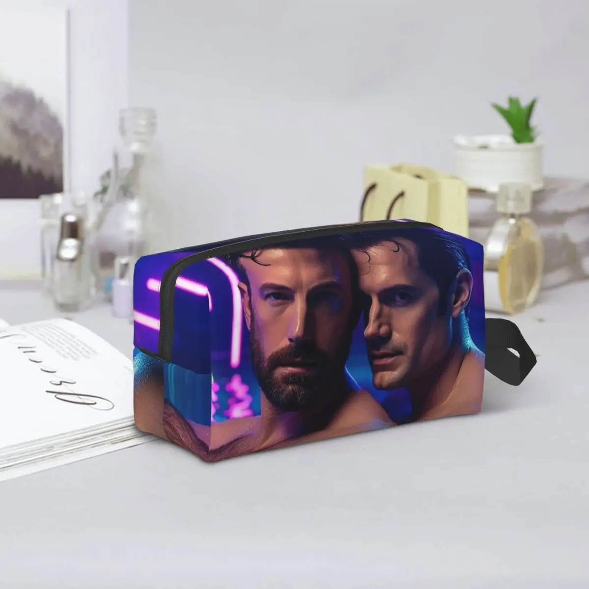 Ben Affleck And Henry Cavill Makeup Bag Cosmetic Organizer Storage Dopp Kit Toiletry Cosmetic Bag for Women Beauty Travel