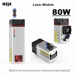 NEJE 80W Laser Module A40640/E40 Built-in Double Beam Laser Head With Metal Nozzle Air Assist for Laser Engraver Wood Cut Tool