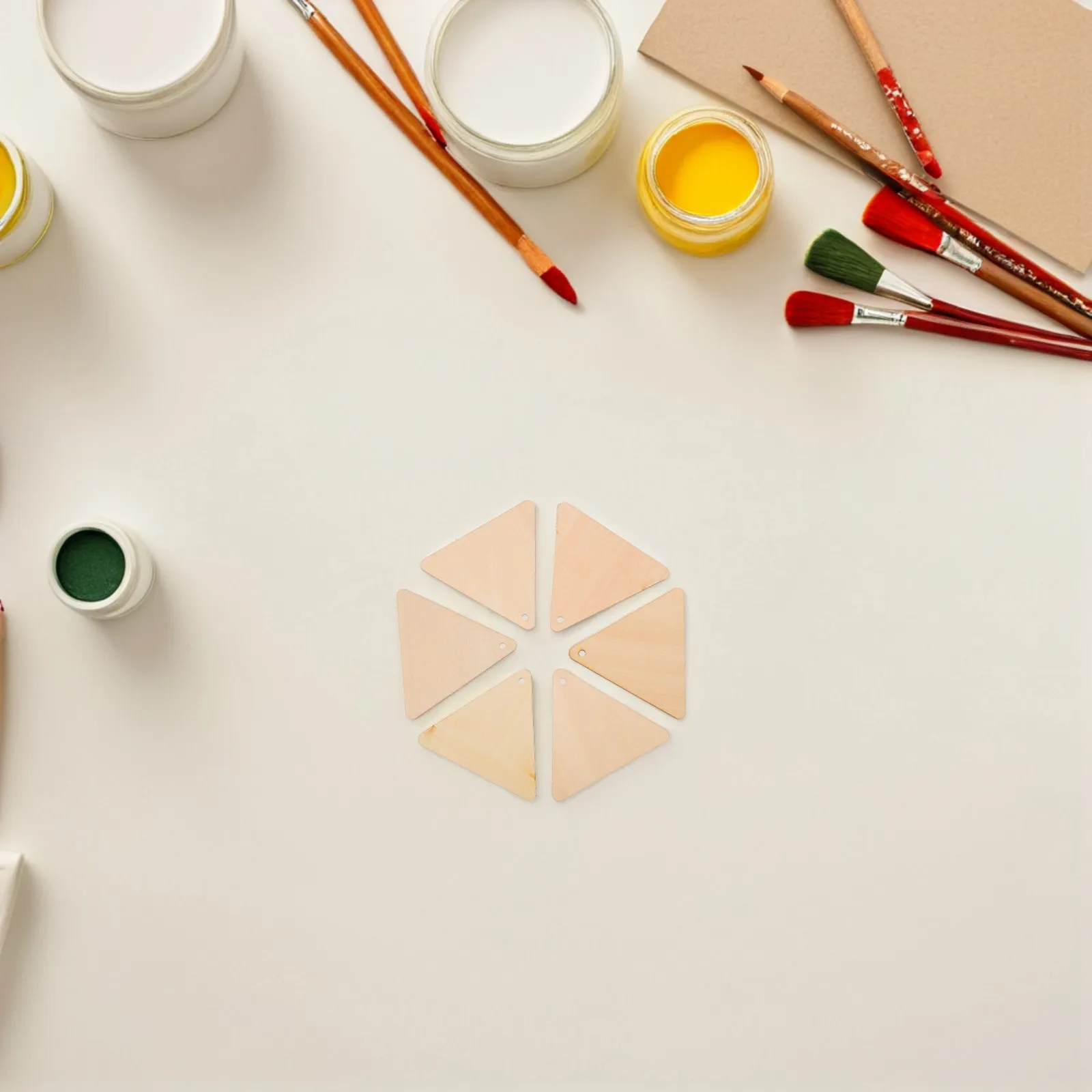 

100 шт. треугольных деревянных заготовок 60 мм, необработанные, из натурального дерева, для поделок, подвесок, украшений для дома, заготовок для кулонов