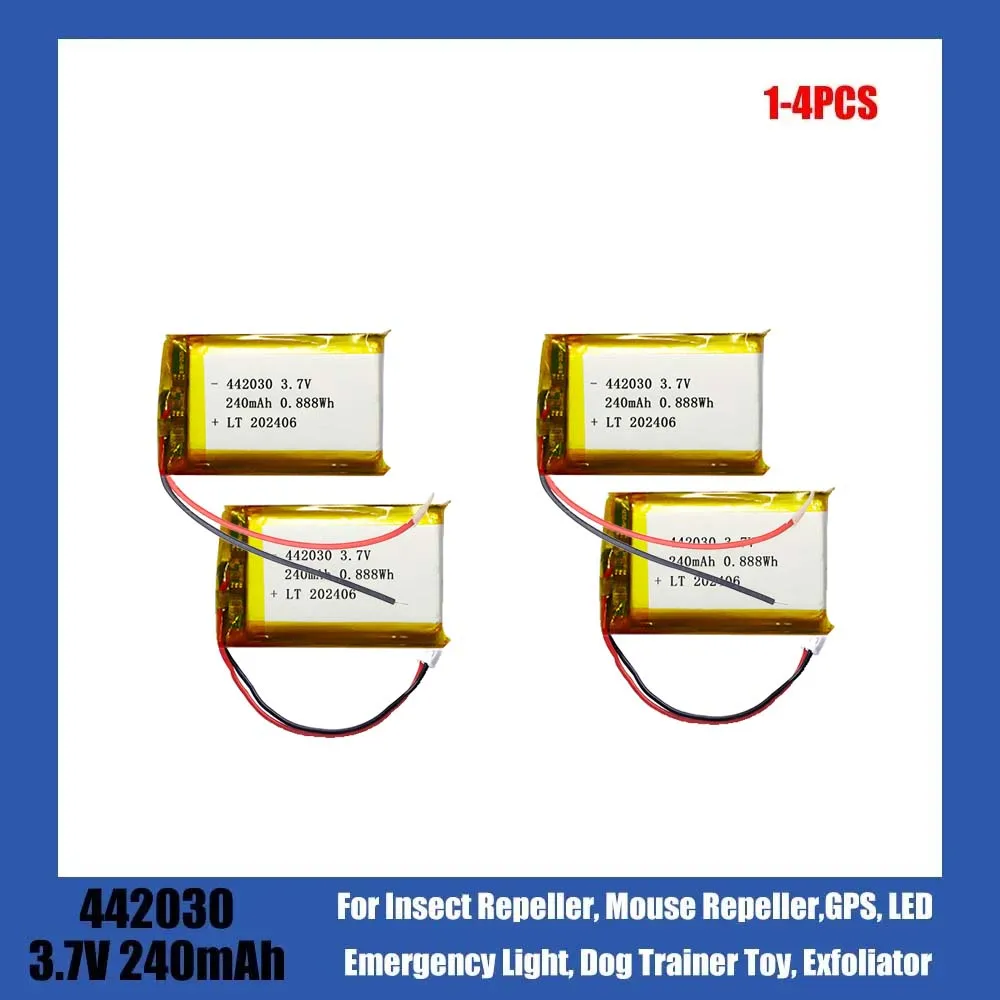 442030 Литий-полимерный аккумулятор 3,7 В, 240 мАч для отпугивания насекомых, отпугивателя мышей, GPS, светодиодного аварийного освещения, игрушки для дрессировки собак, отшелушивающего устройства 442030 Литий-полимерный аккумулятор 3,7 В, 240 мАч для отпугивания насекомых, отпугивателя мышей, GPS, светодиодного аварийного освещения, игрушки для дрессировки собак, отшелушивающего устройства