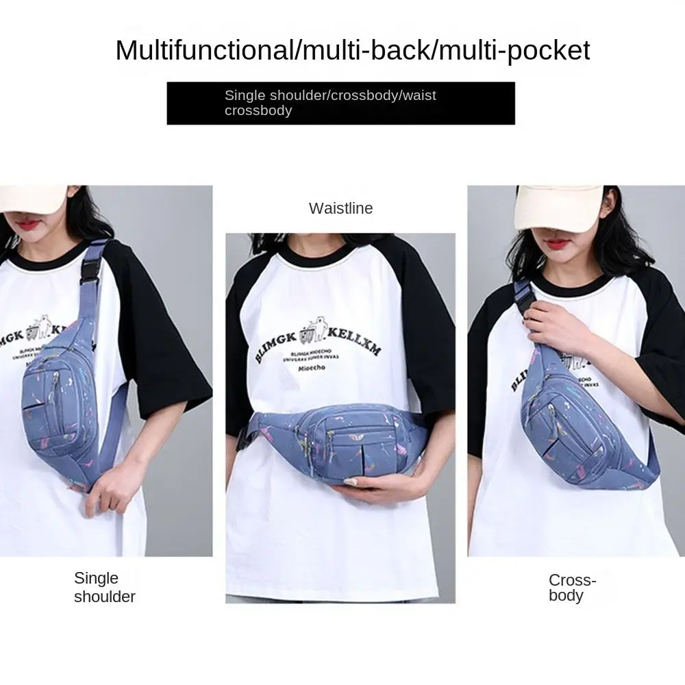 Multiple Compartments Women Sport Waist Bags Multifuntional Running Chest Bags Women Waterproof Crossbody Hot Stamping Letters
