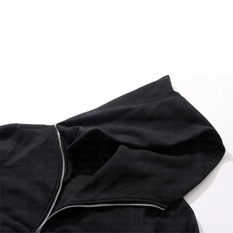 الخريف الشتاء شارع العليا الهيب هوب الأسود غير المتكافئة تصميم سستة الترفيه سترة الظلام معالج هوديي معطف الرجال النساء الملابس