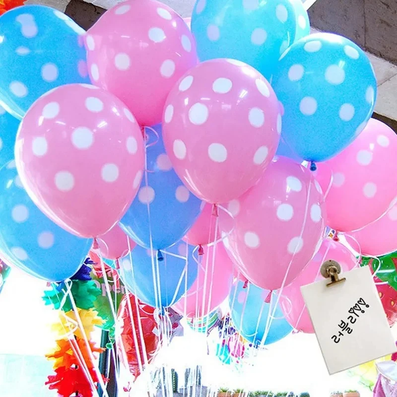 50pcs 12inch Pink Blue Polka Dot Wave Point Latex Air Globos Birthday Party Helium Balloon Wedding Decoration Supplies