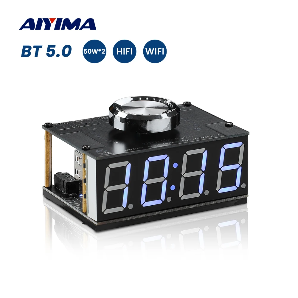 

HIFI 50W*2 Stereo Bluetooth 5.0 Digital Power Amplifier Board Module With WIFI Timing Clock With Fashion Sense XY-W50L