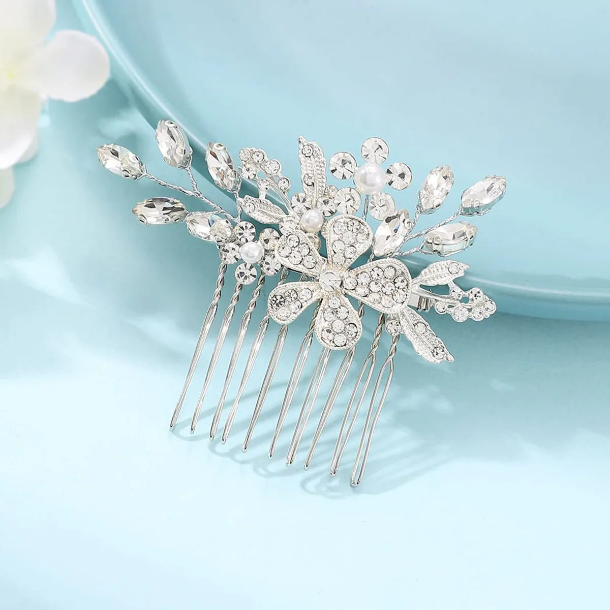 Exquisite Shiny Rhinestones Bridal Head Jewelry Comb White Wedding Hair Comb Handmade Women\'s Jewelry Accessories Banquet