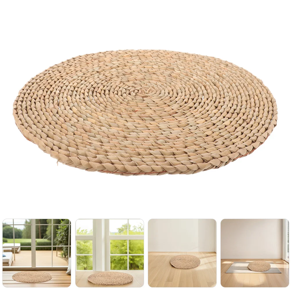 

2pcs Round Woven Straw Seat Cushion Natural Meditation Floor Pillow Japanese Style Yoga Mat For Tatami Bay Window Indoor Outdoor