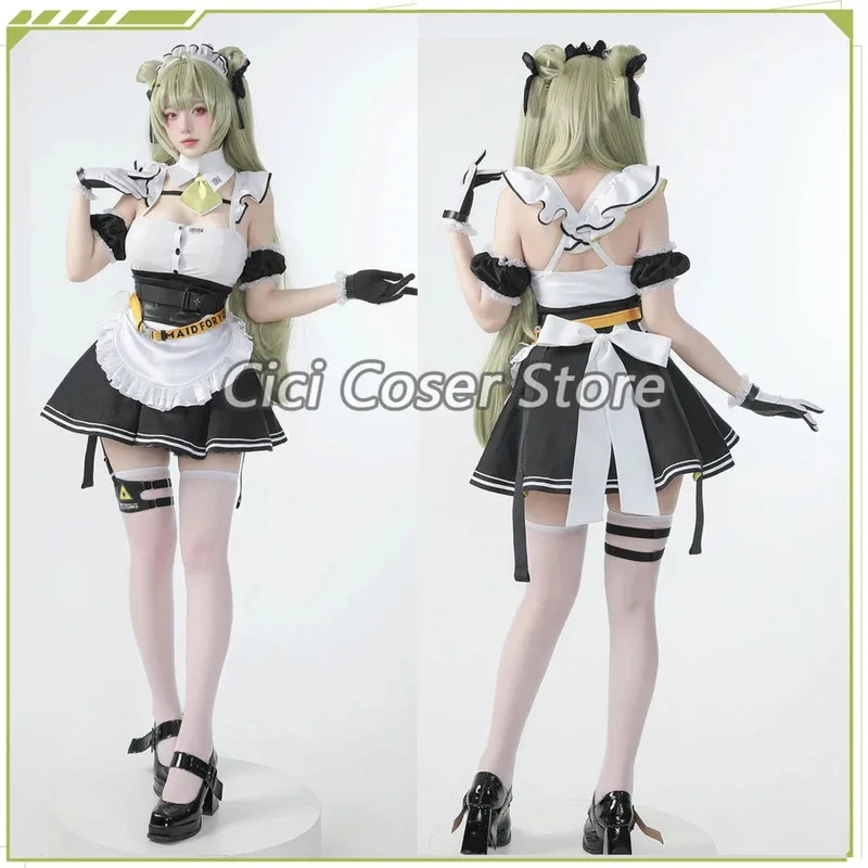 Game Nikke Goddess of Victory Soda Cosplay Costume Long Green Hair Sexy Maid Dress Women Halloween Party Carnival Outfit Wigs;3,
